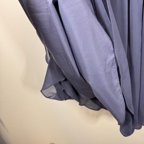 Azazie Bridesmaid Formal Dusty Blue Bow Front Midi Dress No Size Tag - Picture 9 of 16